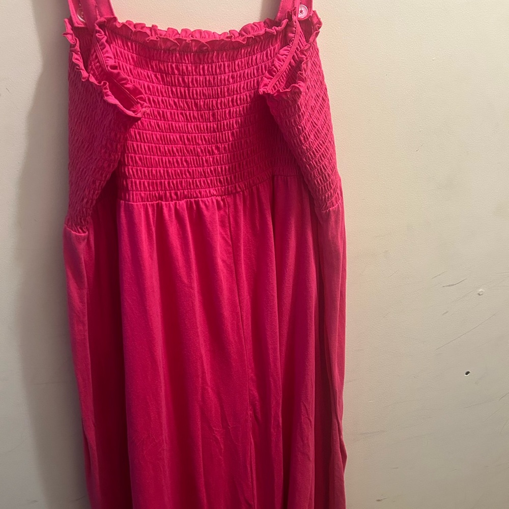 NWOT- Faded Glory Pink Smocked Maxi Dress with Straps. Size 4x (26w-38w) - Picture 3 of 8